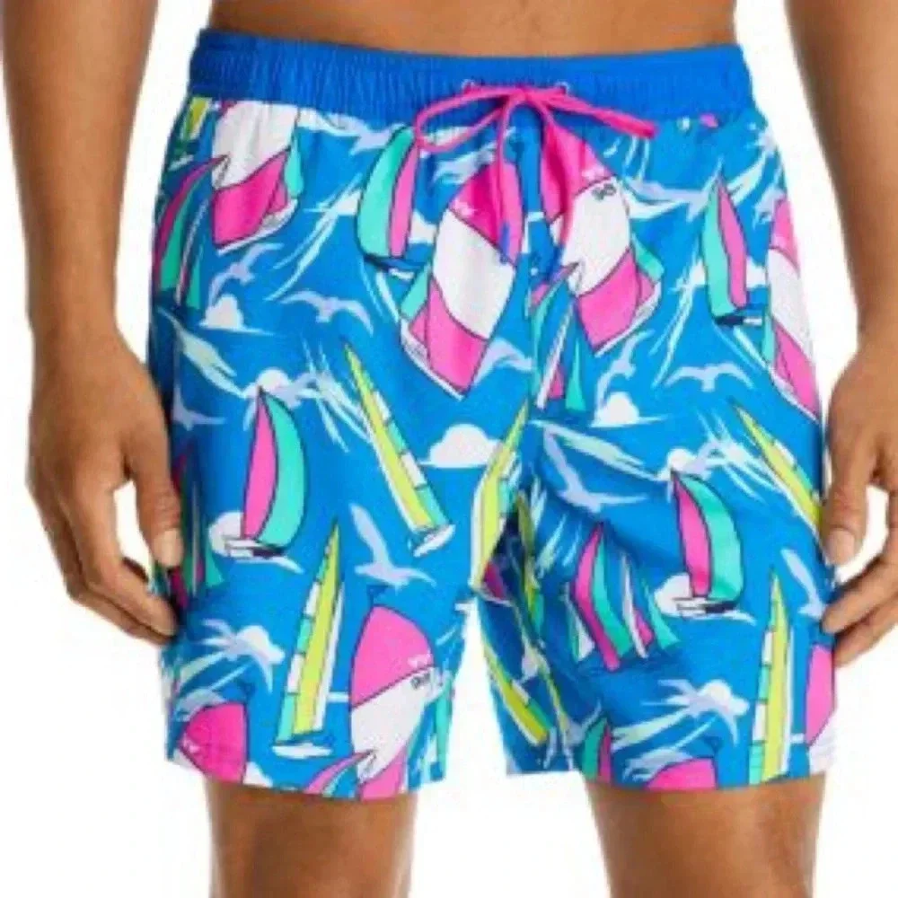 VINEYARD VINES 7 INCH PRINTED CHAPPY TRUNKS REGATTA REGATTA BLUE swimming shorts